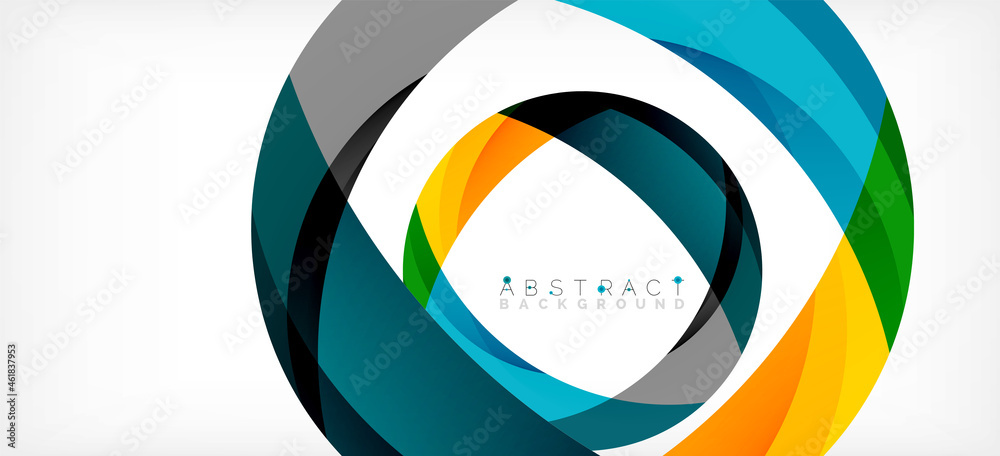 Obraz premium Geometric abstract background. Circle created with overlapping color shapes. Vector Illustration For Wallpaper, Banner, Background, Landing Page