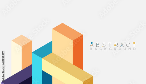 Abstract background. 3d cubes, cubic elements and blocks. Techno or business concept for wallpaper, banner, background, landing page