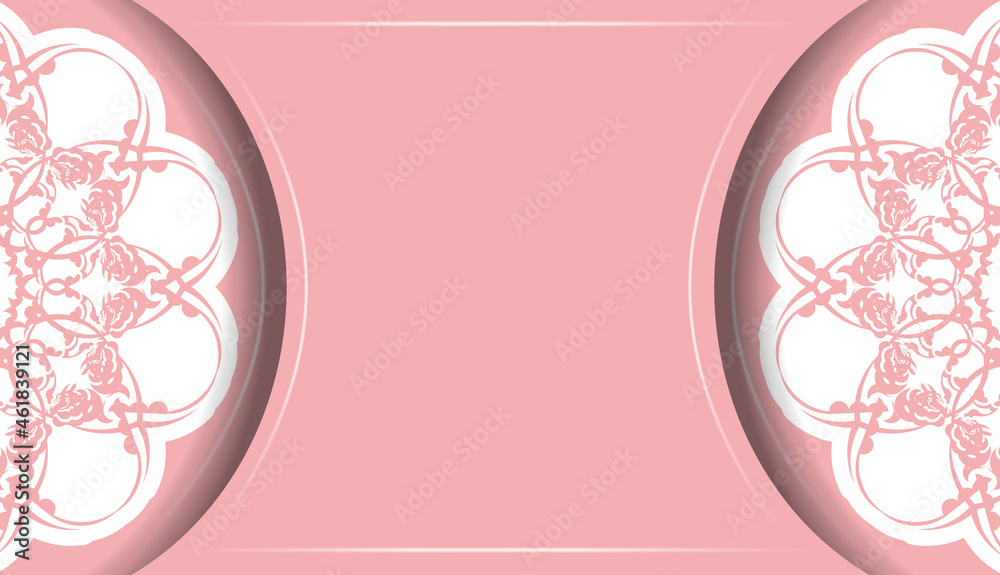 Pink banner template with greek white pattern and space for your logo
