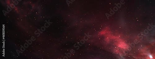 Abstract fantastic space of the universe. Space background with nebula and stars. Dark space background with an unknown planet, flashes of light in space. 3d illustration © MiaStendal