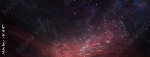 Fototapeta Naklejka Na Ścianę i Meble -  Abstract fantastic space of the universe. Space background with nebula and stars. Dark space background with an unknown planet, flashes of light in space. 3d illustration