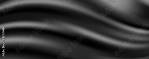 Black Silk Fabric Abstract Background, Vector Illustration