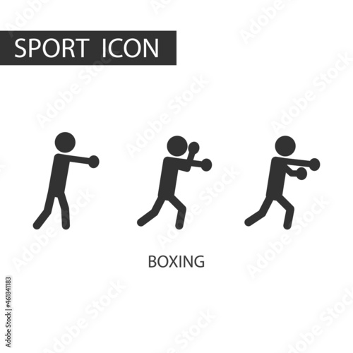 3 black pictogram of Boxing set. Kinds of sports, Pictogram sport set.