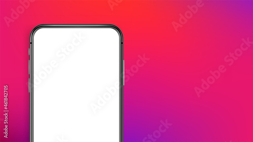Modern smartphone on vivid background. Vector mockup