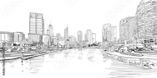 Perth. Australia. Hand drawn vector illustration.