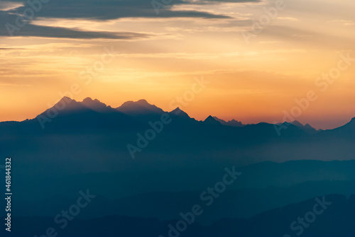 Dark mountain peaks in the setting sun, Tatra Mountains, Poland