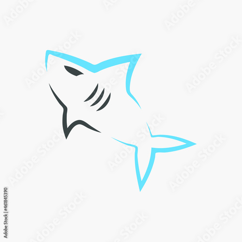 Black And Blue Shark Logotype Fish Simple Element Vector Design Style Sketch Isolated Illustration