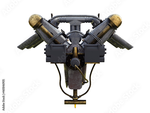 3d illustration of a car engine on a white background.