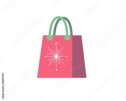 Gift bag with snowflake decor.Vector illustration isolated on a white background.