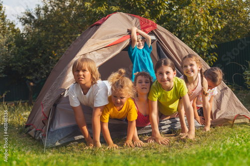 the children are resting in nature in the summer camp