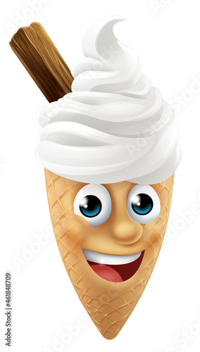 Ice Cream Cone Cartoon Char...