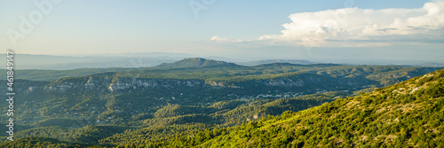 panorama landscape, southern france, provencal landscape, country, aix, aix en provence, aix-en-provence, background, beautiful, cezanne, clouds, colorful, countryside, europe, european, forest, franc