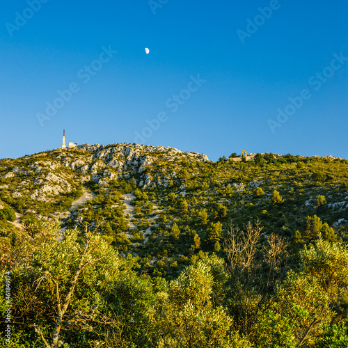 Croix de Provence cross and the top of the Montagne Sainte-Victoire mountain in Provence, France
