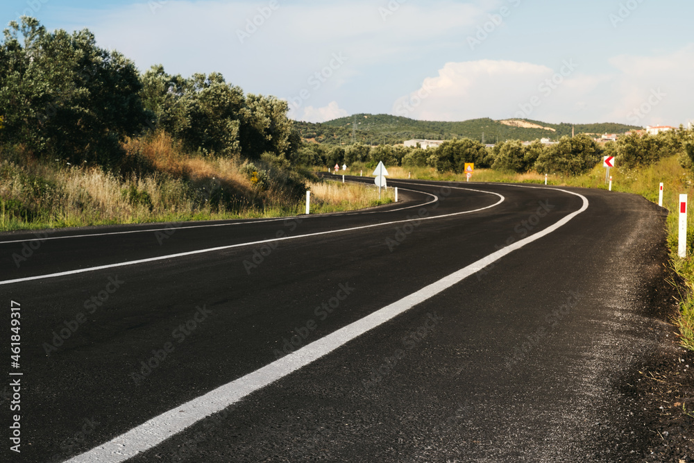 Bending road background on daylight.