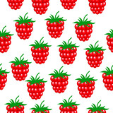 Seamless raspberry pattern on a white background.Vector berry pattern can be used in textiles, labels of jams, juices, postcards.