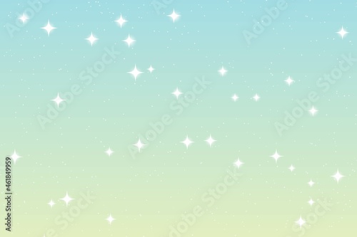 Sky and stars background. Blue and green space background. The twinkling sky. Vector background.