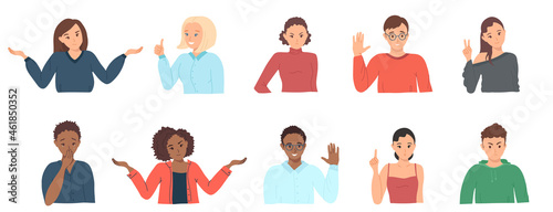 Illustrations with people of different nationalities and races. Afro,Latinos, Indians