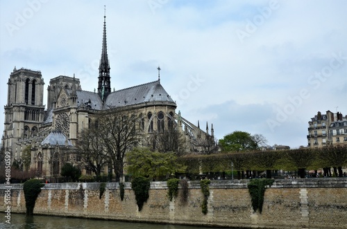 Paris, France - famous Notre Dame cathedral facade saint statues. UNESCO World Heritage Site © Denise Serra