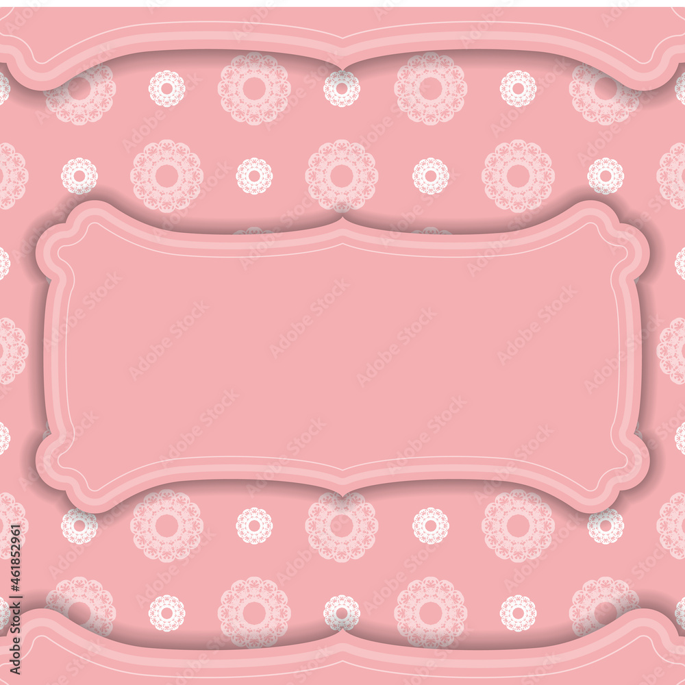 Pink color banner template with Greek white pattern and space for your logo or text Pink color banner template with Greek white pattern and space for your logo or text