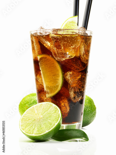 Cuba Libre Cocktail on white Background - Isolated