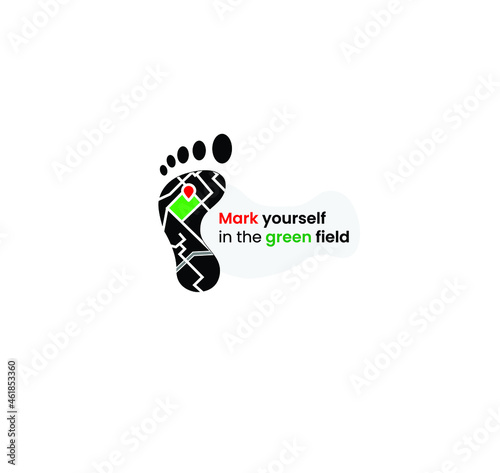 logo for company - mark yourself in a green field - travel icon