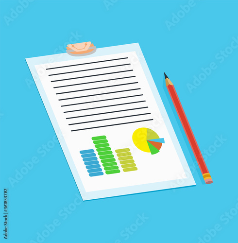Notary service advertisement. Legal paper document or isolated on blue background. Color vector illustration in flat style
