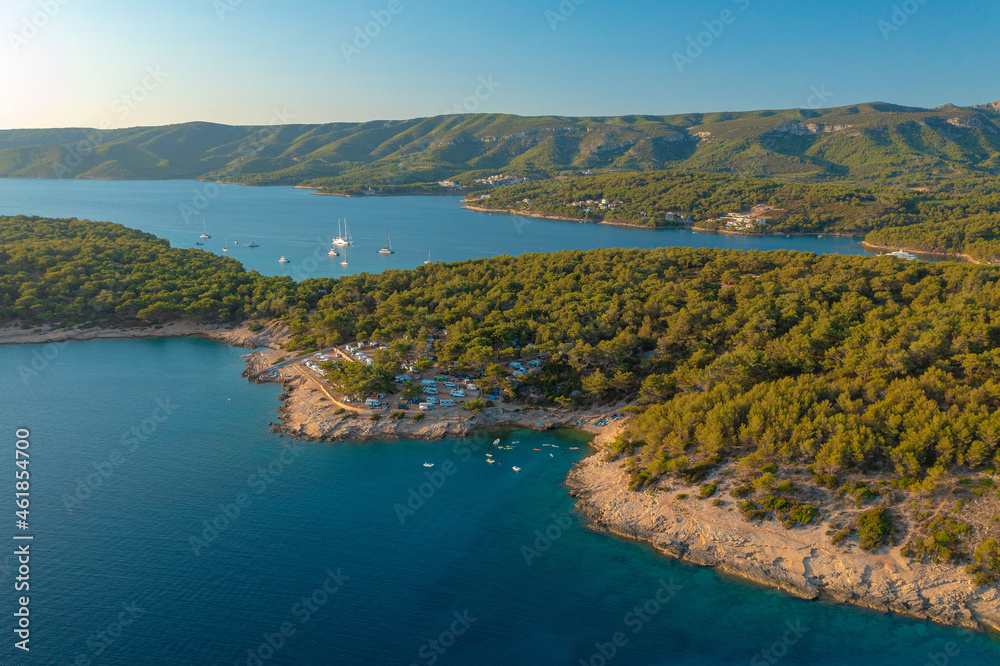 Aerial view of Hvar island in the Adriatic Sea, Croatia