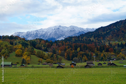 Picturesque autumnal Garmisch-Partenkirchen in Bavaria (Germany)