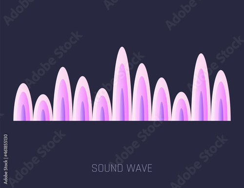 Color sound wave. Audio digital equalizer technology, musical pulse vector Illustration. Voice line waveform or volume level symbol. Curve radio wave