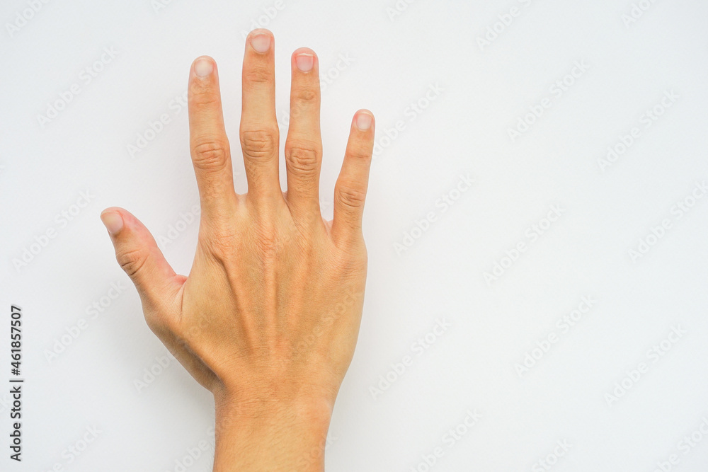 man hand isolated on white background with copy space man hand isolated on white background with copy space