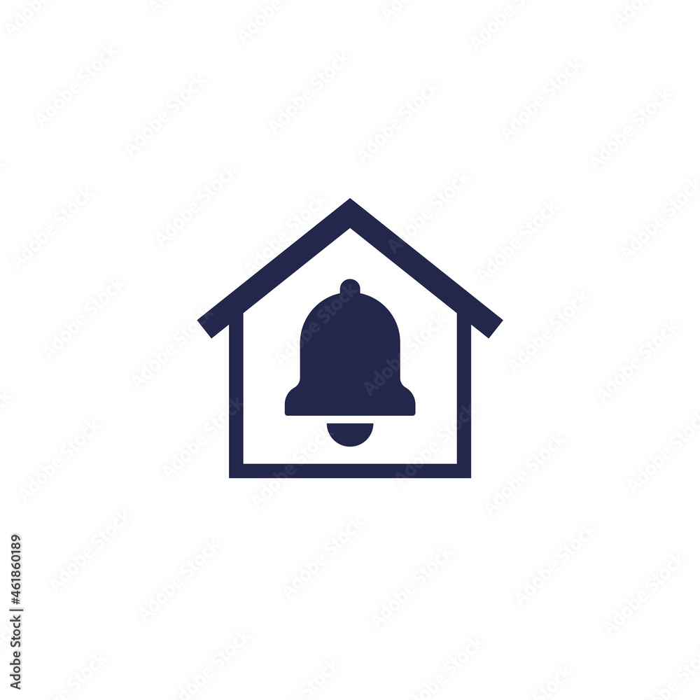 house and notification icon on white house and notification icon on white
