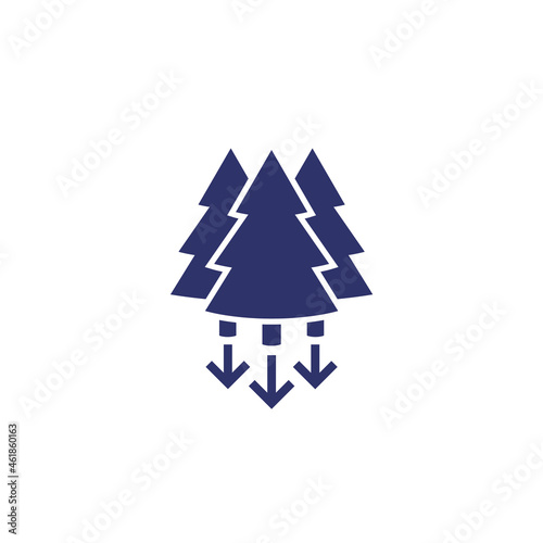 deforestation icon, reduction in forest area