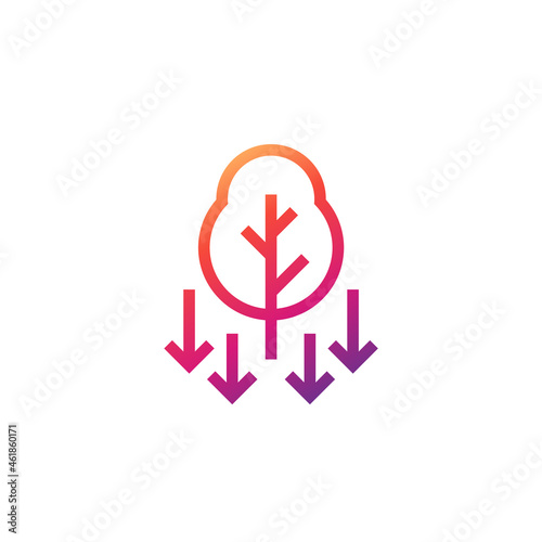 deforestation icon, decrease in forest areas