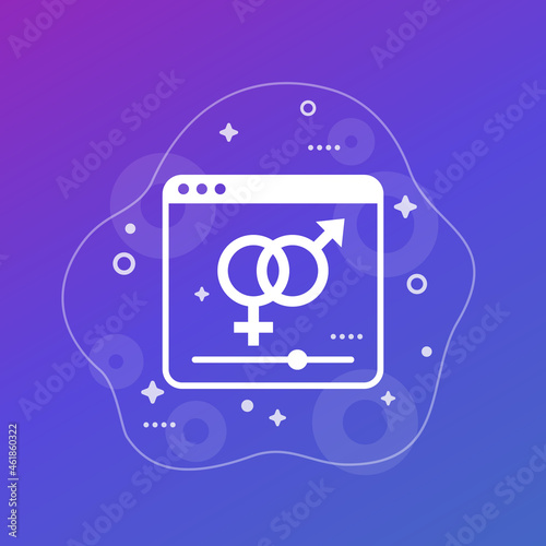 Sex education, educational video vector icon