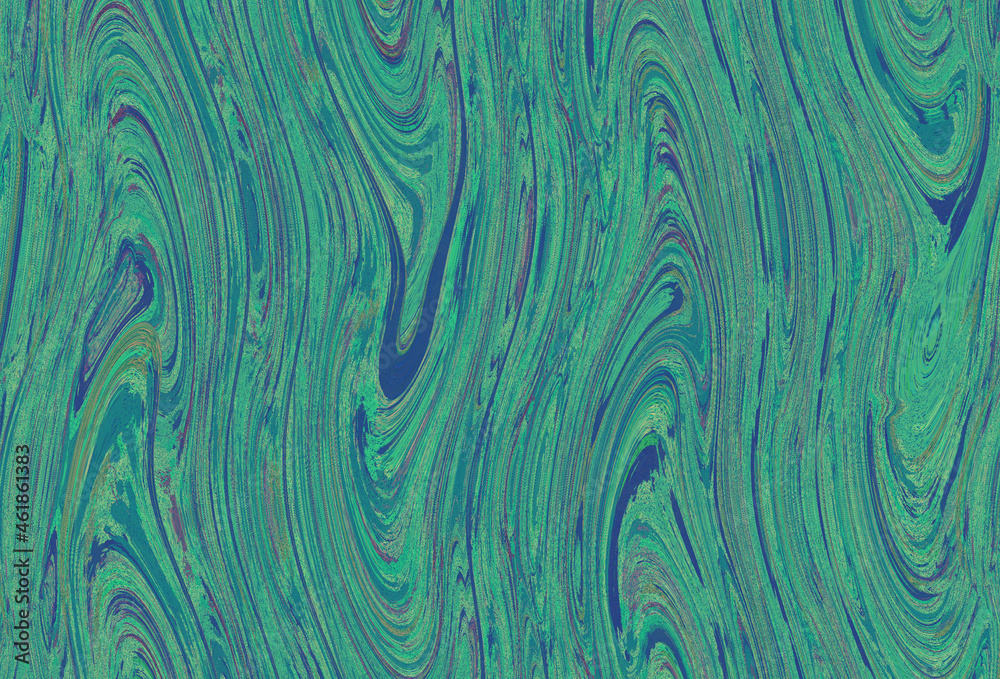 Fototapeta premium くすんだエメラルドグリーンと青のマーブリング