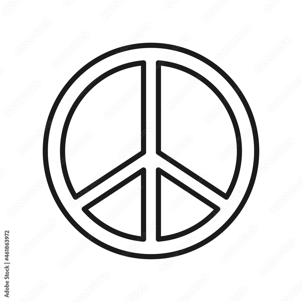 Monochrome peace sign line icon vector illustration. Simple outline logo symbol agreement, alliance Monochrome peace sign line icon vector illustration. Simple outline logo symbol agreement, alliance