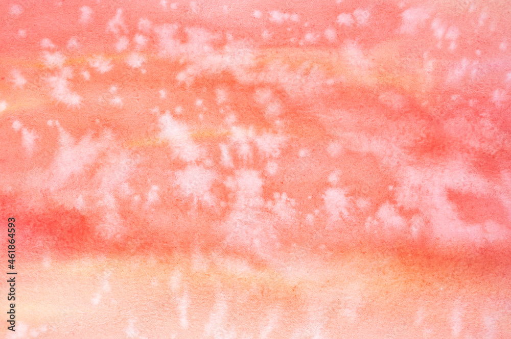 red watercolor with white spots. painted textured paper with watercolor paints of different pink color. background or backdrop of abstract art handmade diy painting