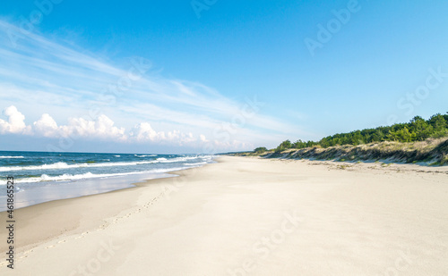 Beautiful sandy seaside beach. Baltic Sea (Morze Bałtyckie, Bałtyk), Poland.