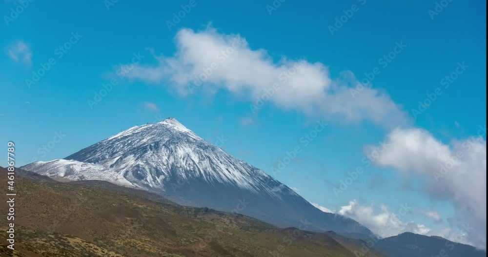 Teide mountain timelapse moving clouds on top of the peak, Tenerife Teide mountain timelapse moving clouds on top of the peak, Tenerife