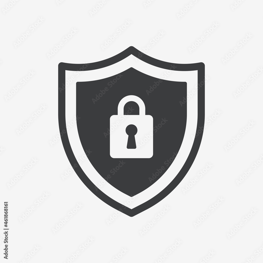 Padlock Locked Shield Protection Flat Vector Icon Padlock Locked Shield Protection Flat Vector Icon
