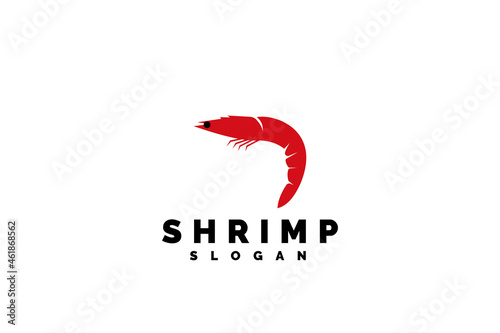 Seafood shrimp logo template design vector illustration
