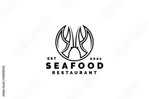 Seafood crab lobster logo template design vector illustration