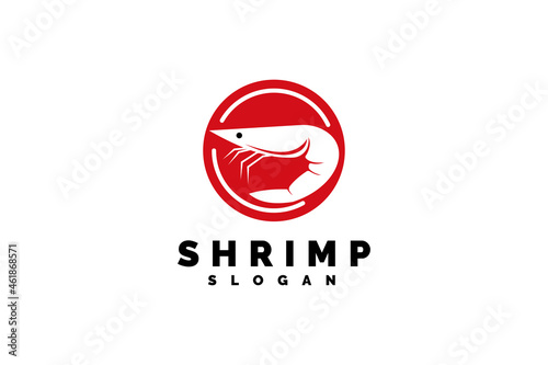 Seafood shrimp logo template design vector illustration