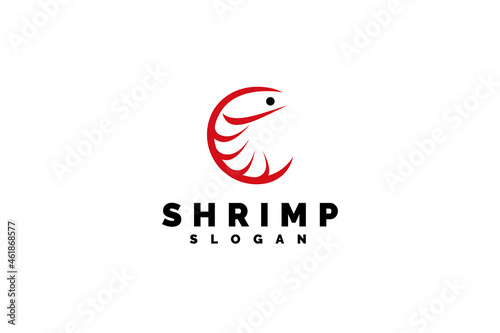 Seafood shrimp logo template design vector illustration