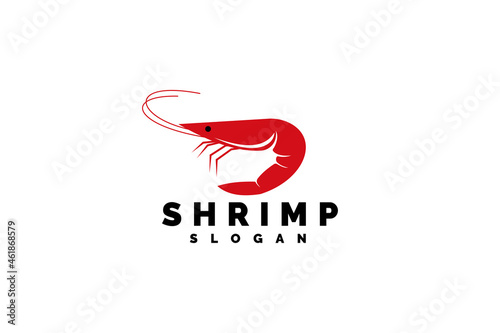 Seafood shrimp logo template design vector illustration