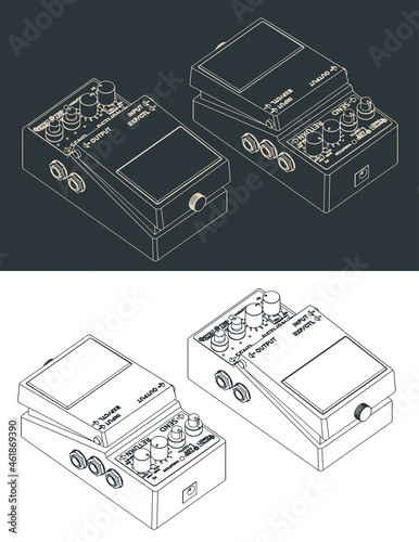Distortion pedal isometric blueprints