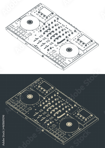 Obraz na plátně DJ controller isometric blueprint