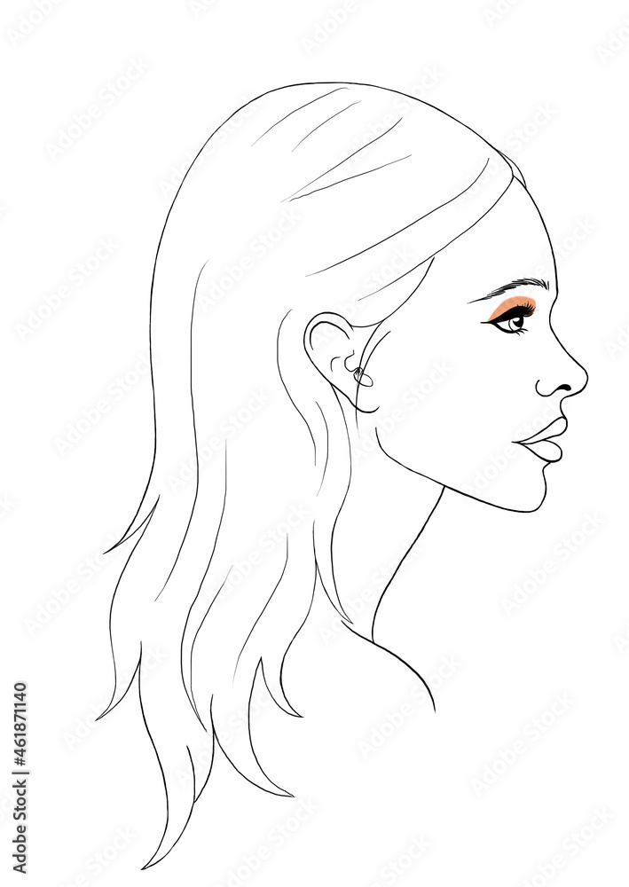woman's face from the side, with her hair unbound