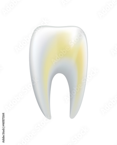 Fototapeta Naklejka Na Ścianę i Meble -  Illnessed human tooth. Dental medical icon. Need dental care for stained teeth or tooth caries. Oral teeth restoration