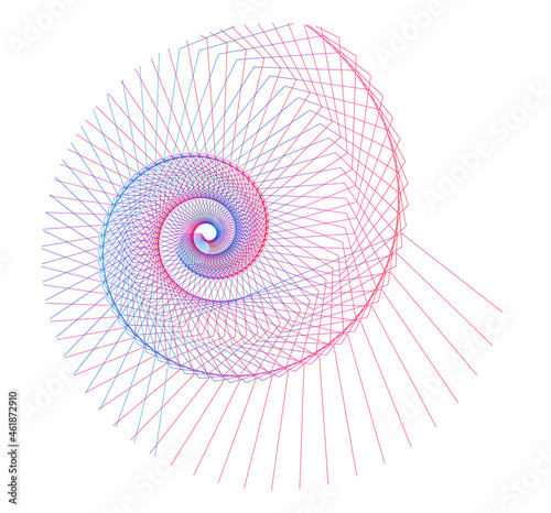 Design elements. Wave of many purple lines circle ring. Abstract vertical wavy stripes on white background isolated. Vector illustration EPS 10. Colourful waves with lines created using Blend Tool